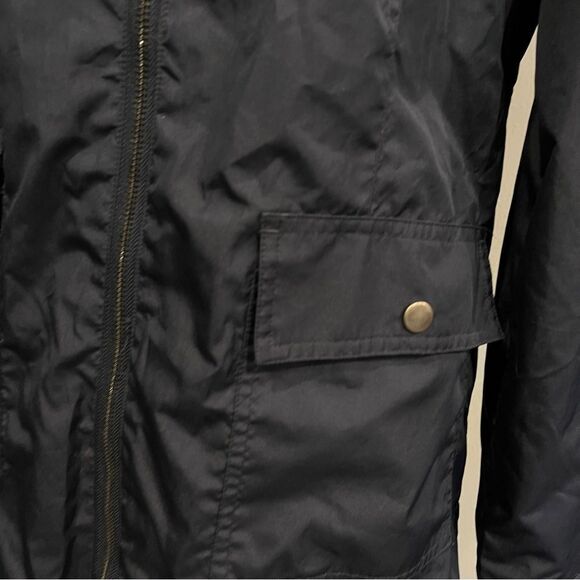 Serra Zip Up Long Navy Rain Coat Jacket Size Med - Picture 7 of 14